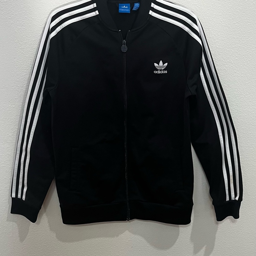 Adidas Black Jacket with White Zipper Detail